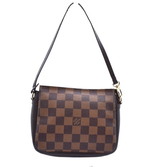 LOUIS VUITTON Trousse Makeup Hand Bag Damier Ebene Leather Brown - Picture 1 of 15